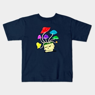 Skull with mushrooms Kids T-Shirt